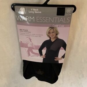 Warm Essentials Cuddl Duds Womens XXL Black V Neck Long Sleeve Thermal Top Layer